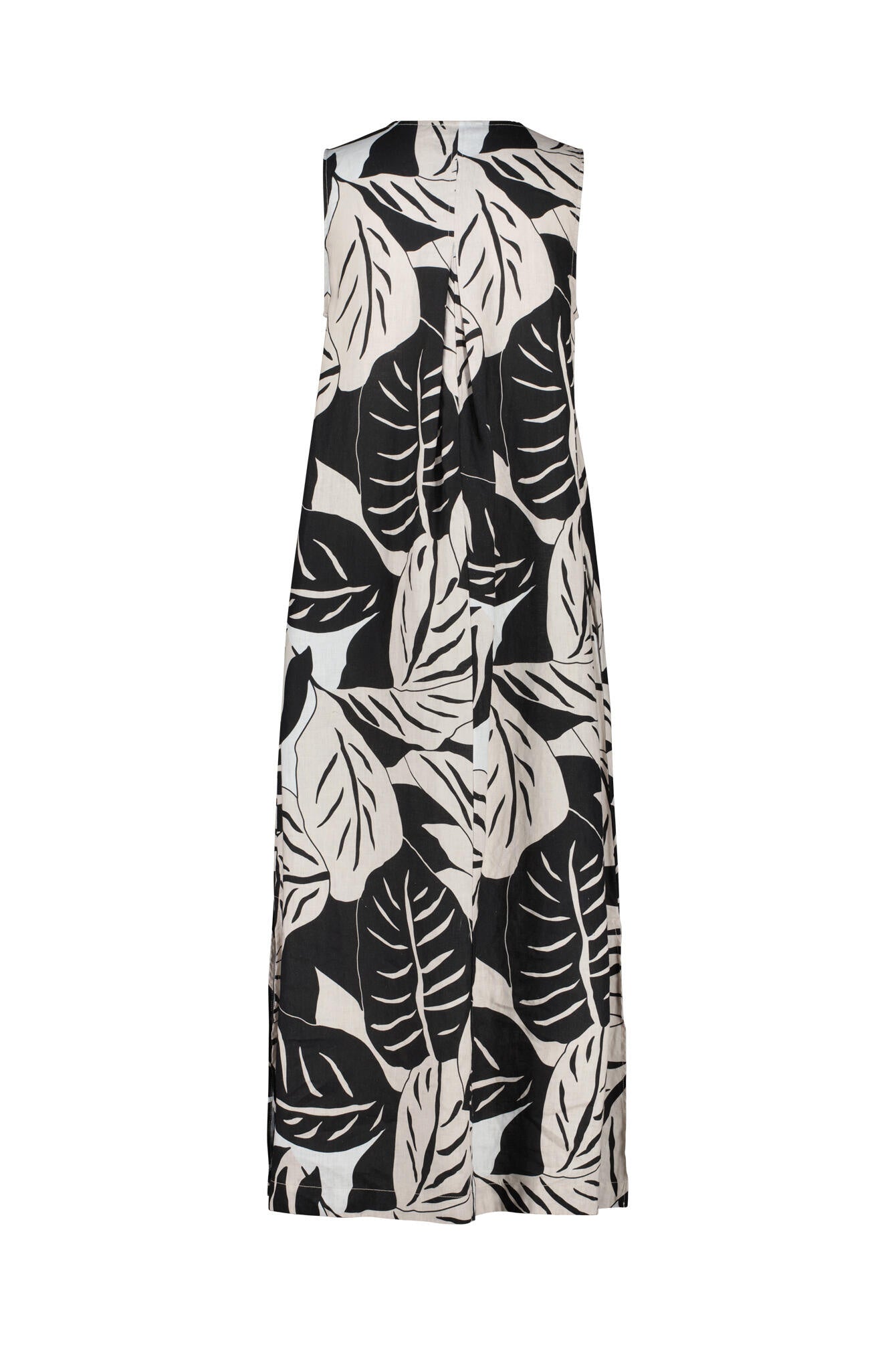 Maxi-Leinenkleid mit V-Ausschnitt - P19 Big Leafs - Beige
