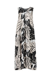 Maxi-Leinenkleid mit V-Ausschnitt - P19 Big Leafs - Beige