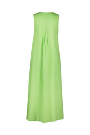 Leinenkleid Maxi mit V-Ausschnitt - May Green - Grün