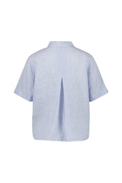 Leinenbluse mit Kurzarm - S2 White Blue - Blau | Weiß