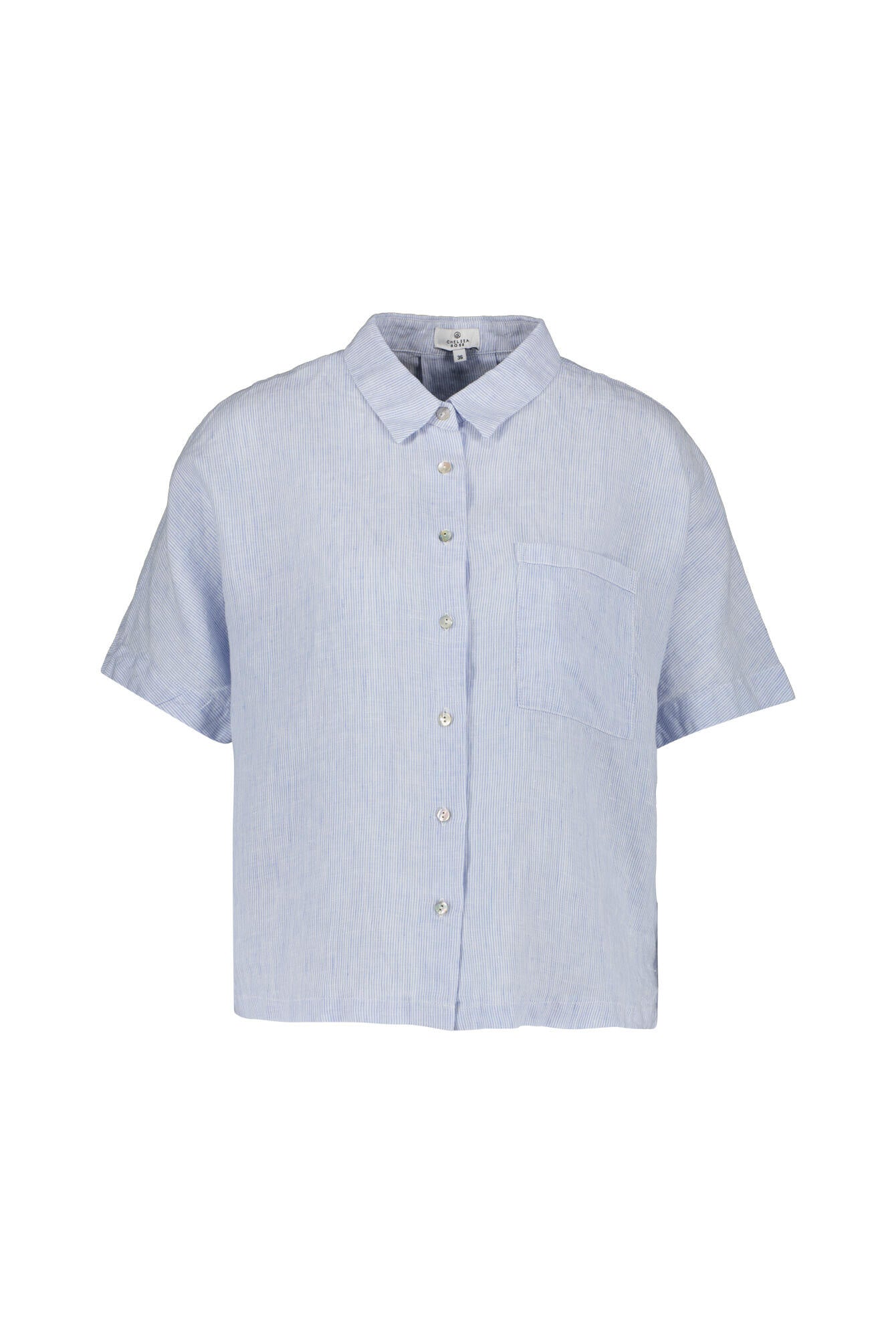 Leinenbluse mit Kurzarm - S2 White Blue - Blau | Weiß