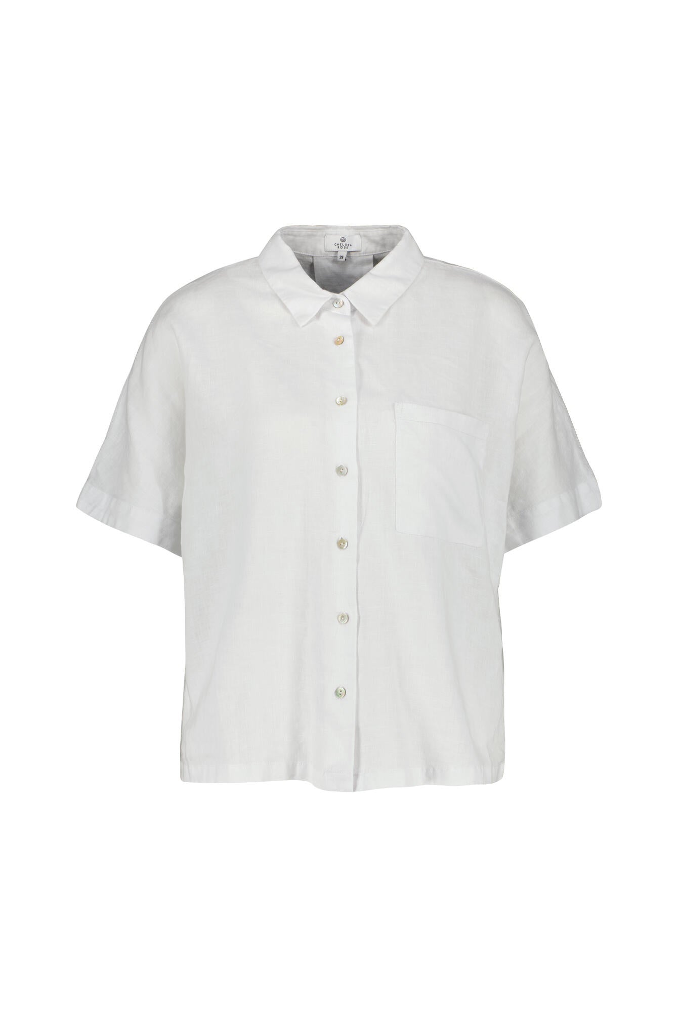 Leinenbluse mit Kurzarm - White - Weiß