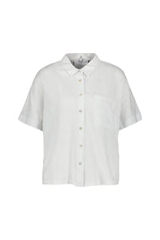 Leinenbluse mit Kurzarm - White - Weiß