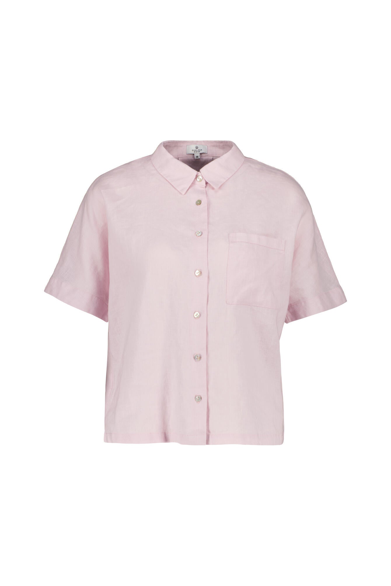 Leinenbluse mit Kurzarm - Rose - Rosa