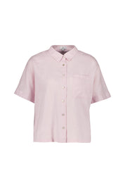 Leinenbluse mit Kurzarm - Rose - Rosa