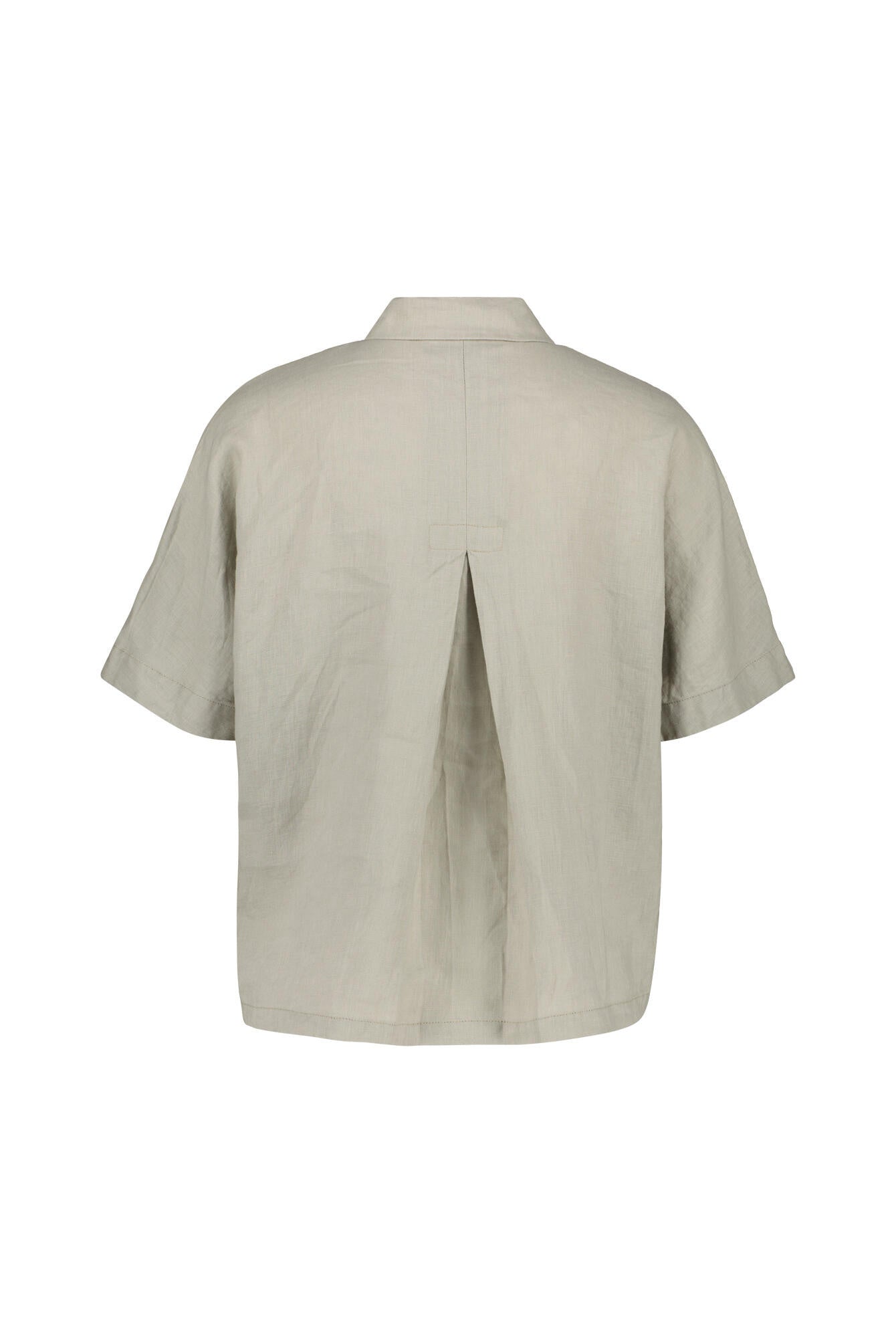 Leinenbluse mit Kurzarm - Schilf - Braun