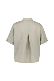 Leinenbluse mit Kurzarm - Schilf - Braun