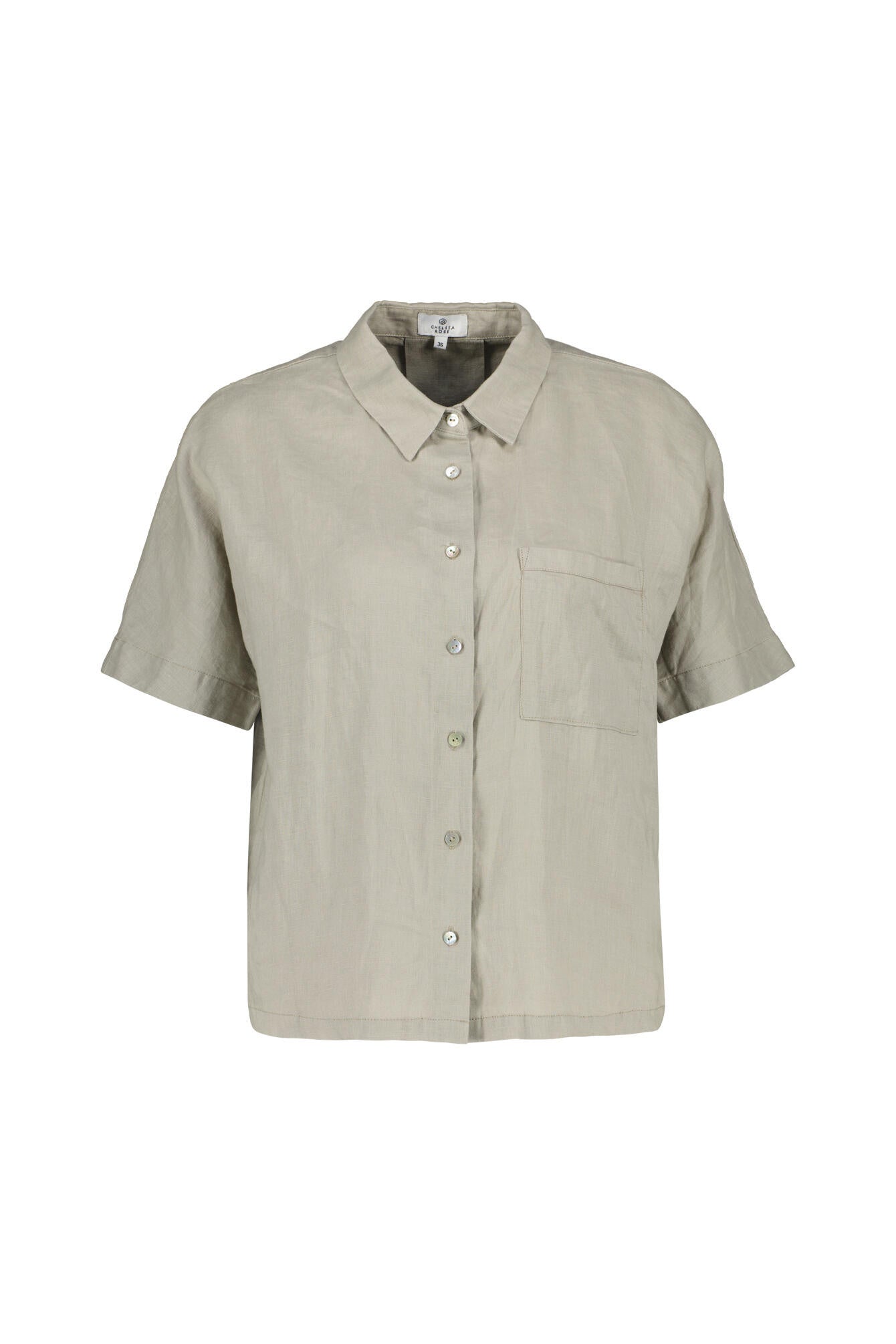 Leinenbluse mit Kurzarm - Schilf - Braun