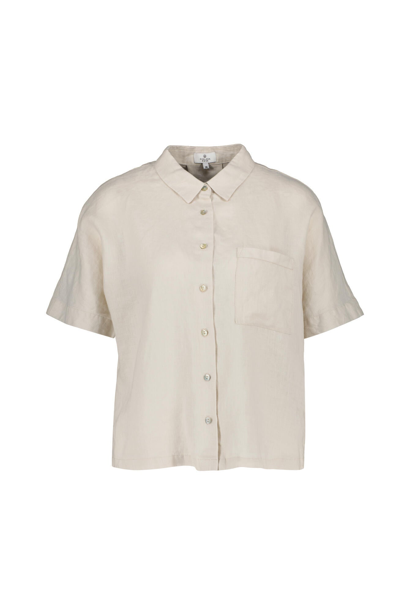 Leinenbluse mit Kurzarm - Sand - Beige