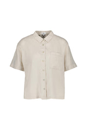 Leinenbluse mit Kurzarm - Sand - Beige