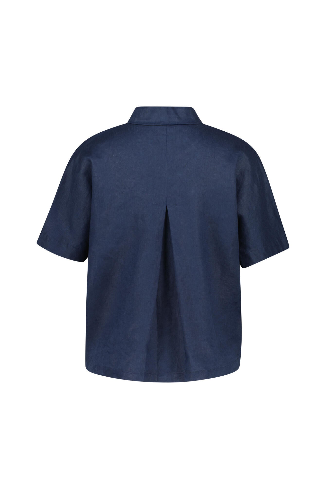 Leinenbluse mit Kurzarm - Navy - Blau