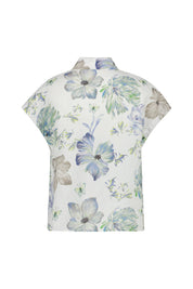 Leinenbluse floral - P13 Flowers Birds Gr - Grün
