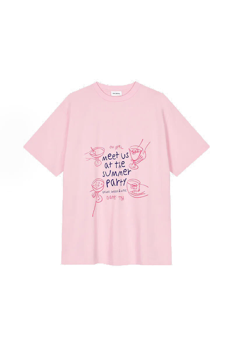 T-Shirt Oversized aus Baumwolle - Soft Blush - Pink