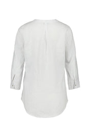 Leinenbluse mit V-Ausschnitt - White - Weiß