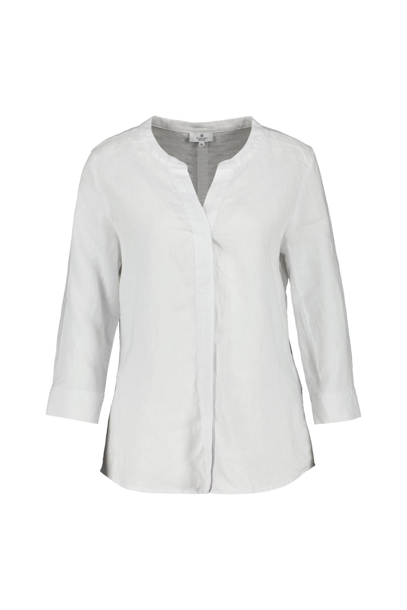 Leinenbluse mit V-Ausschnitt - White - Weiß