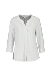 Leinenbluse mit V-Ausschnitt - White - Weiß