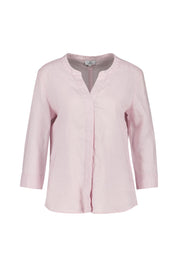 Leinenbluse mit V-Ausschnitt - Rose - Rosa