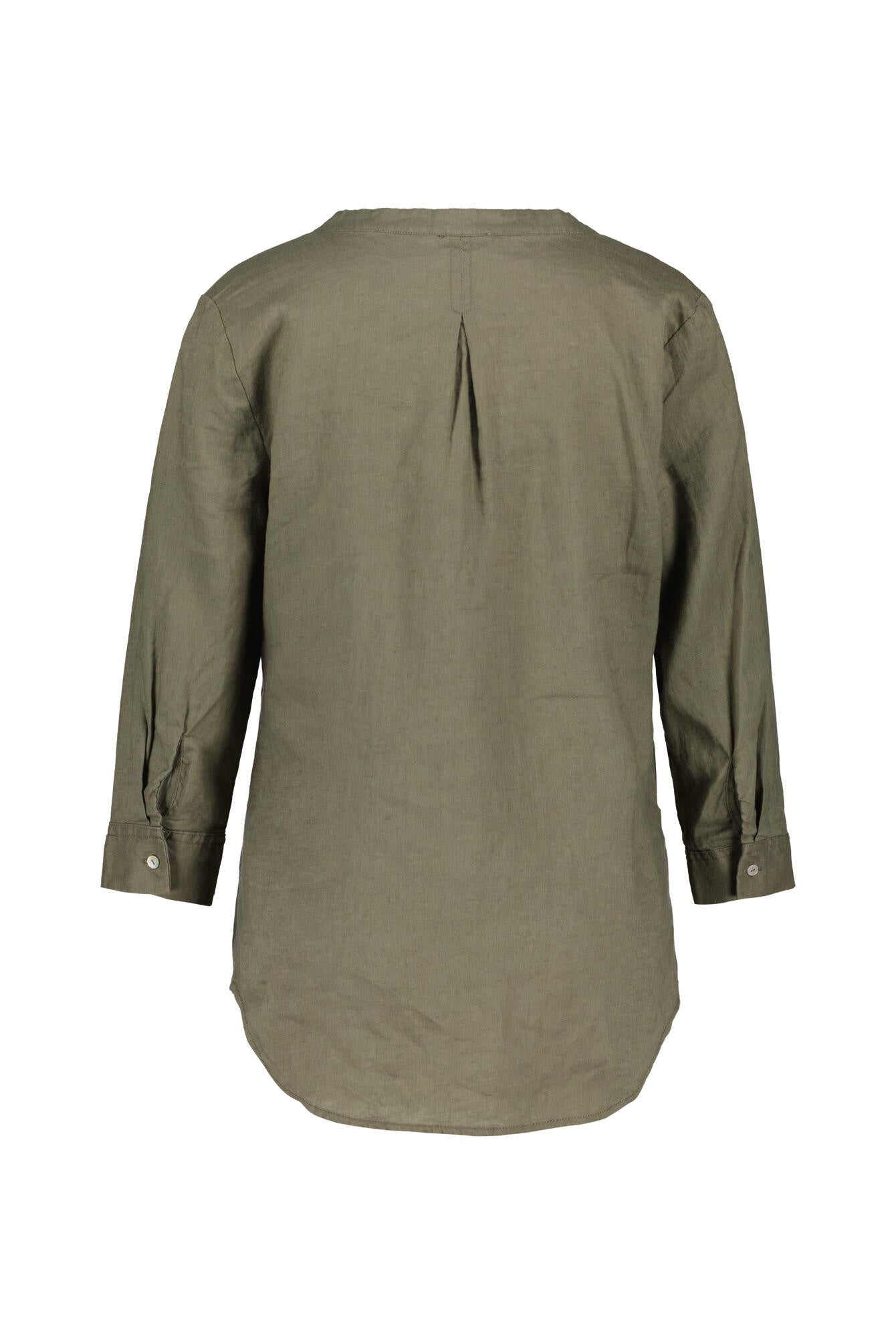 Leinenbluse mit V-Ausschnitt - Khaki - Khaki