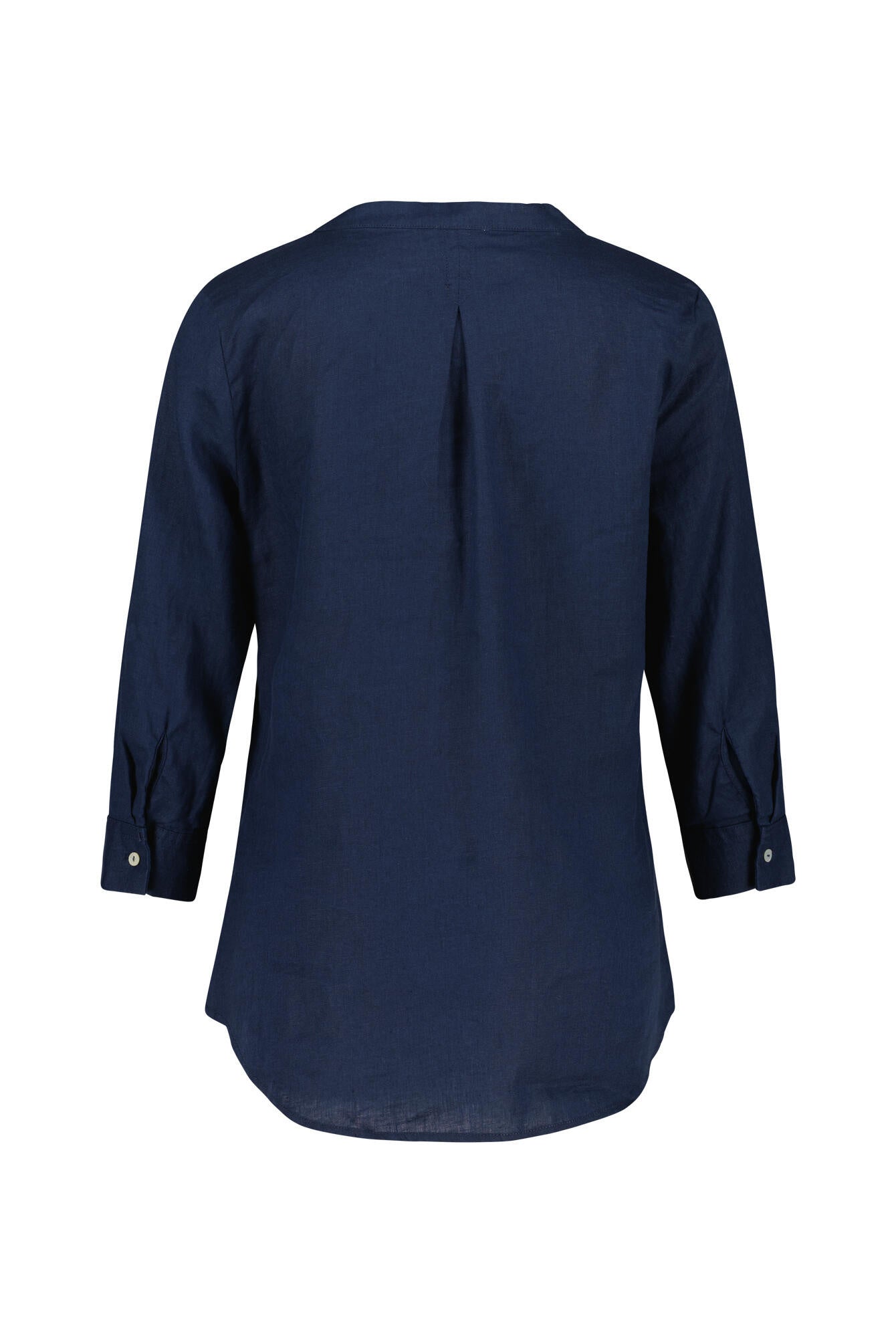 Leinenbluse mit V-Ausschnitt - Navy - Blau