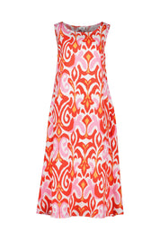Leinenkleid Maxi - Ethno Red - Rot
