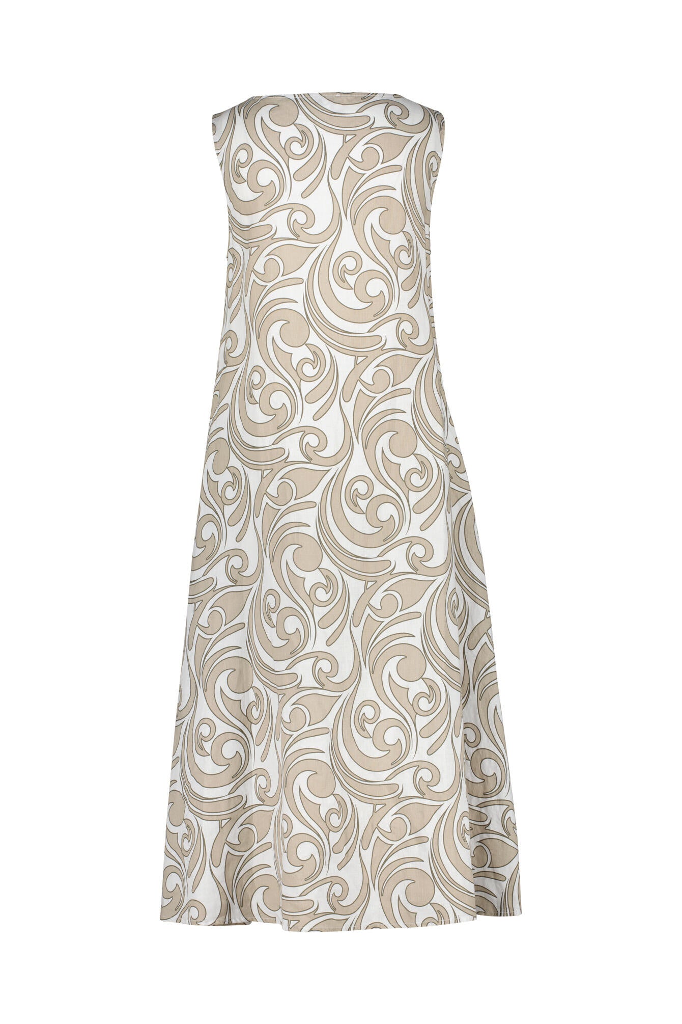 Leinenkleid Maxi - P5 Ornament Schilf - Beige