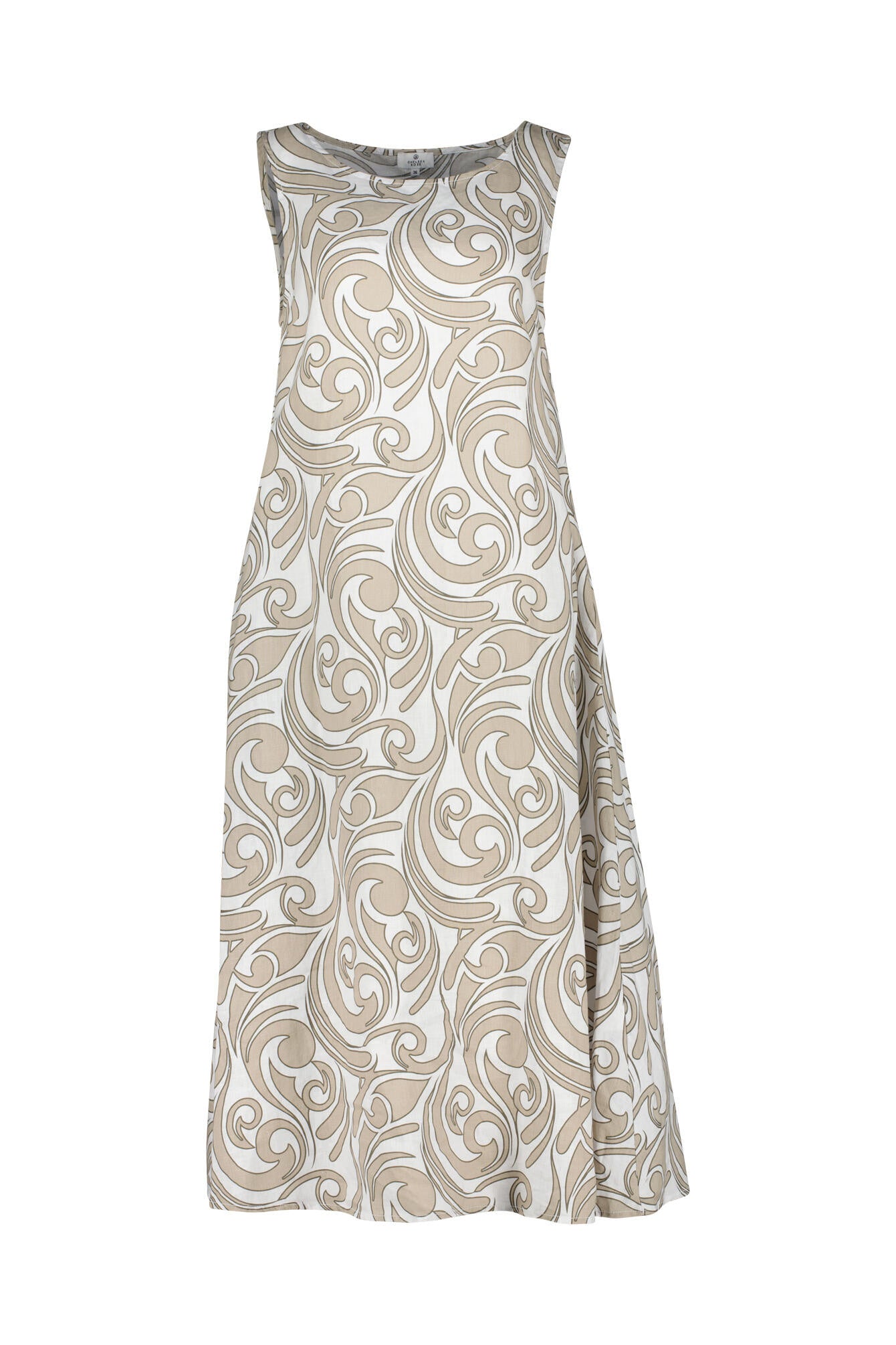 Leinenkleid Maxi - P5 Ornament Schilf - Beige