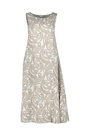 Leinenkleid Maxi - P5 Ornament Schilf - Beige