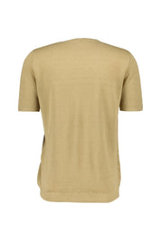 Leinen-Strick-T-Shirt mit Rundhalsausschnitt - Paglia - Beige