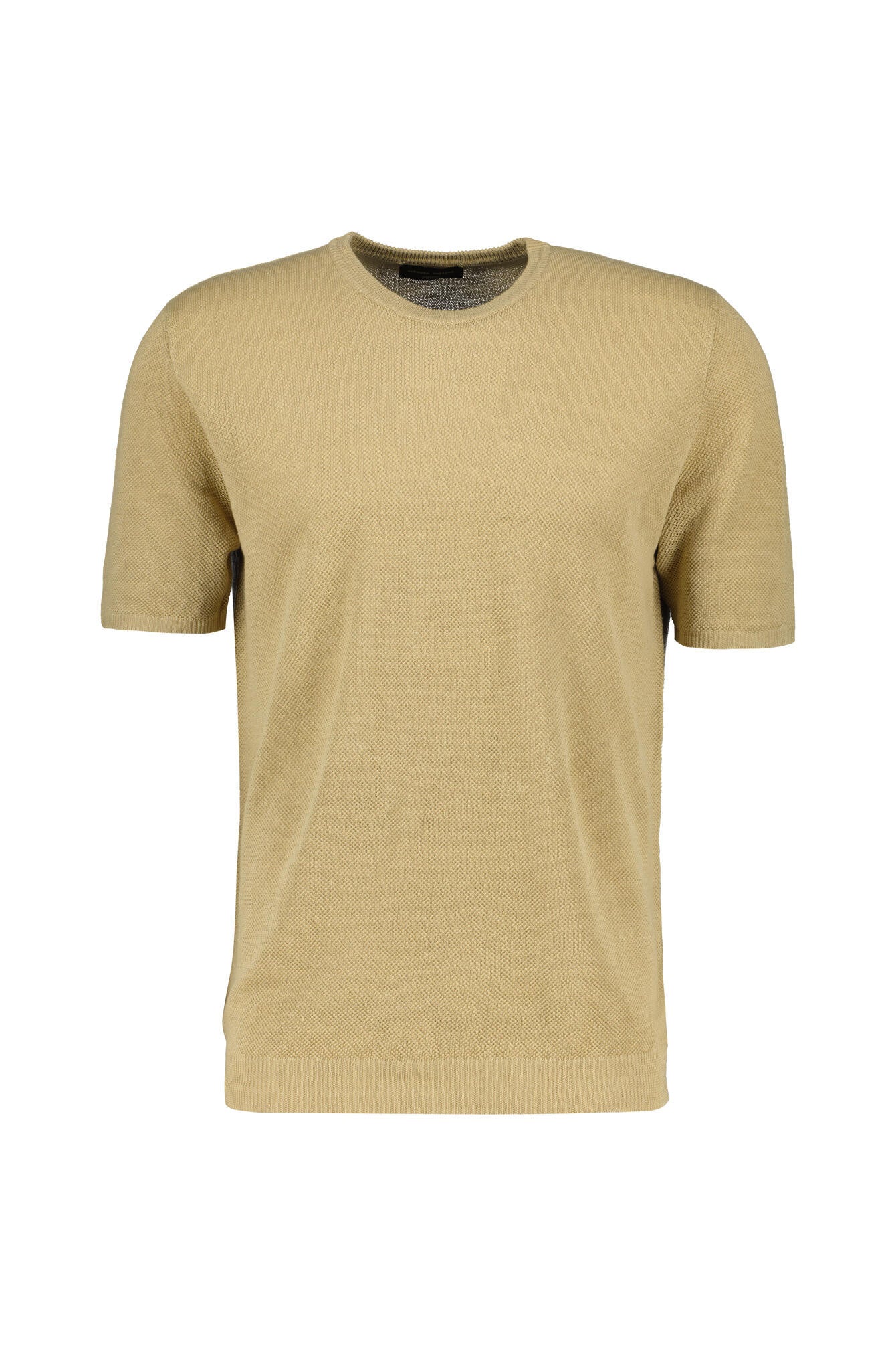 Leinen-Strick-T-Shirt mit Rundhalsausschnitt - Paglia - Beige