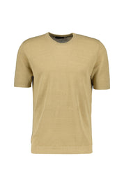 Leinen-Strick-T-Shirt mit Rundhalsausschnitt - Paglia - Beige