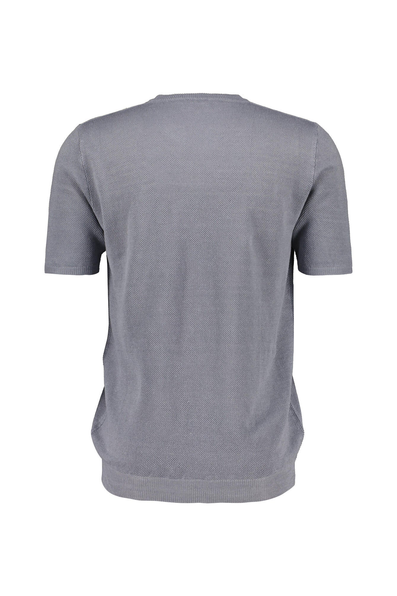 Leinen-Strick-T-Shirt mit Rundhalsausschnitt - Grigio - Grau