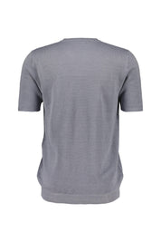 Leinen-Strick-T-Shirt mit Rundhalsausschnitt - Grigio - Grau