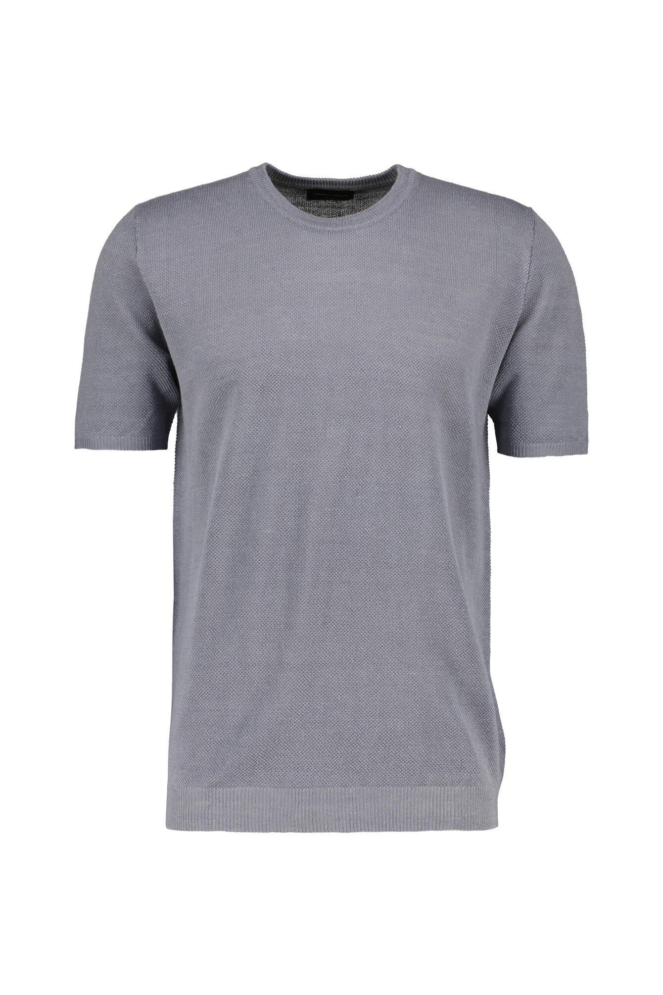Leinen-Strick-T-Shirt mit Rundhalsausschnitt - Grigio - Grau
