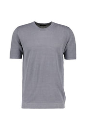 Leinen-Strick-T-Shirt mit Rundhalsausschnitt - Grigio - Grau
