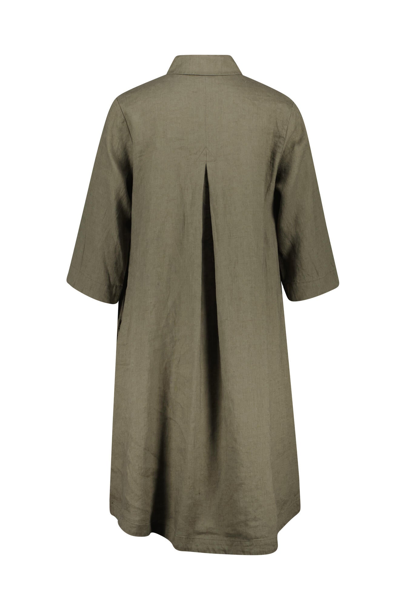 Hemdblusenkleid aus Leinen - Khaki - Khaki