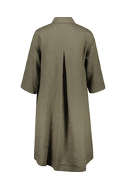 Hemdblusenkleid aus Leinen - Khaki - Khaki