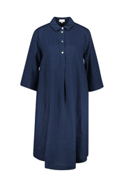 Hemdblusenkleid aus Leinen - Navy - Blau