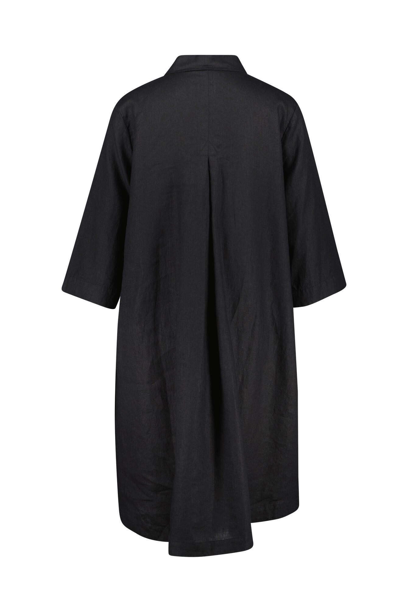 Hemdblusenkleid aus Leinen - Black - Schwarz
