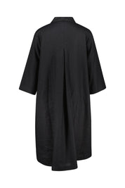 Hemdblusenkleid aus Leinen - Black - Schwarz