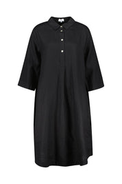 Hemdblusenkleid aus Leinen - Black - Schwarz