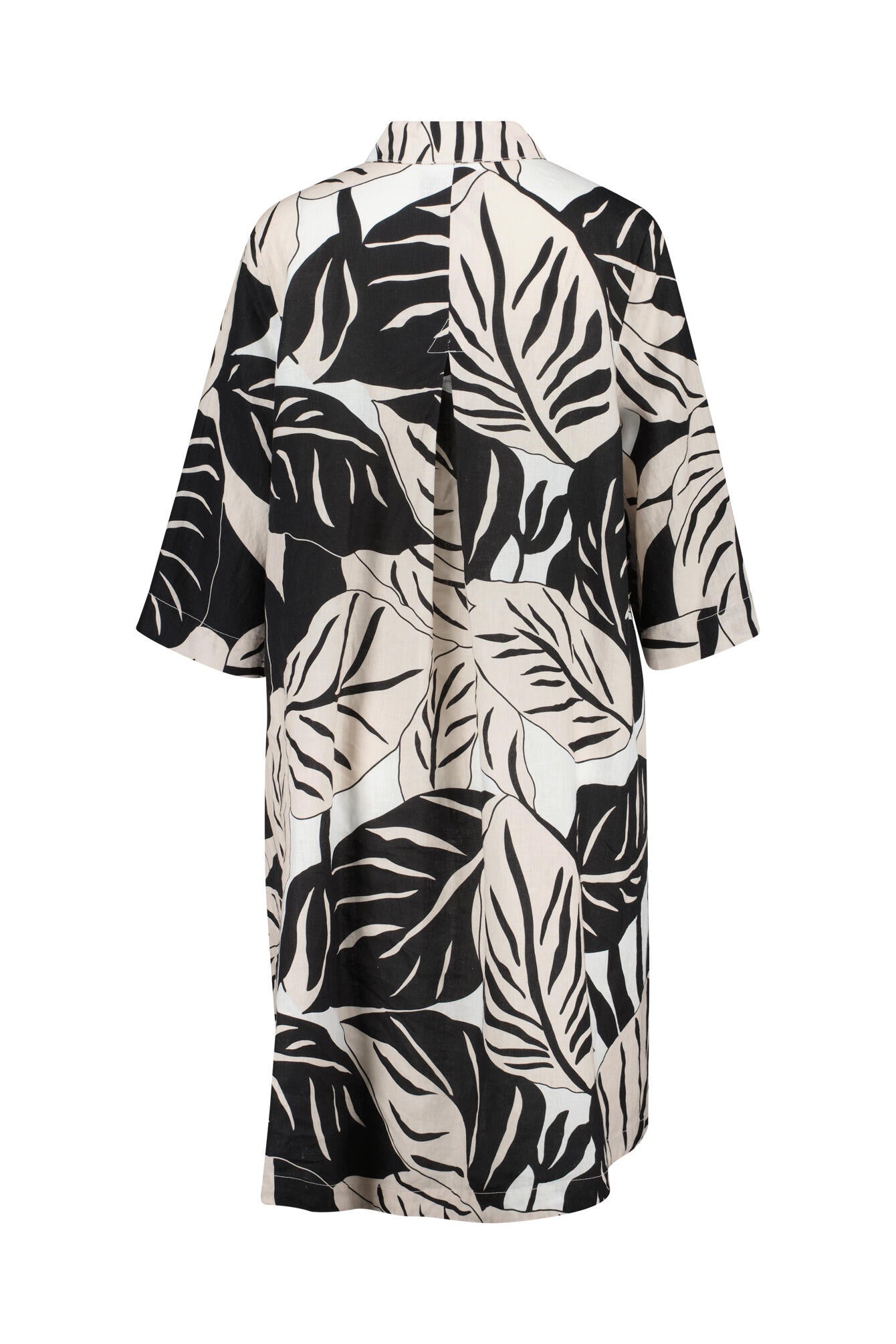 Hemdblusenkleid aus Leinen - P19 Big Leafs - Schwarz | Weiß