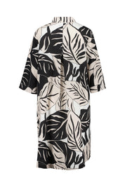 Hemdblusenkleid aus Leinen - P19 Big Leafs - Schwarz | Weiß