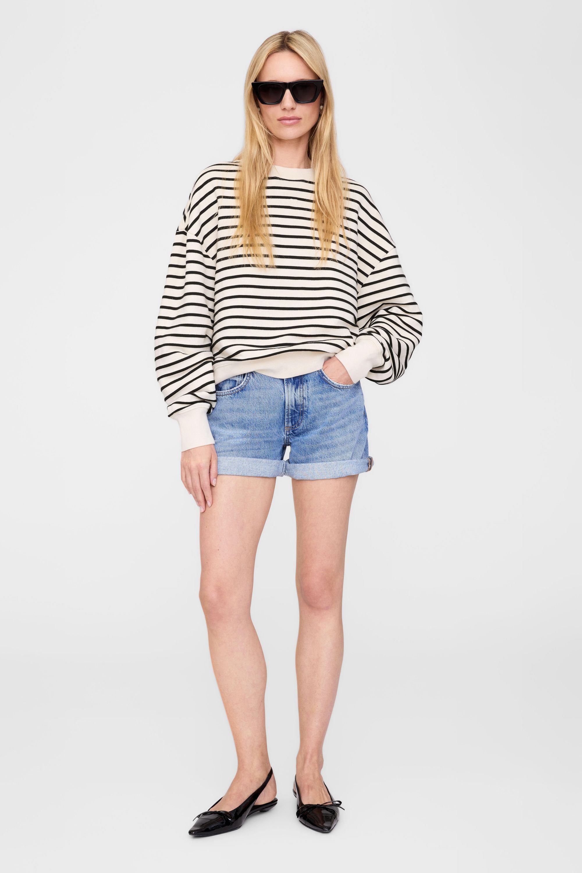 Sweatshirt DEAN Relaxed Fit - White/Black - Schwarz | Weiß