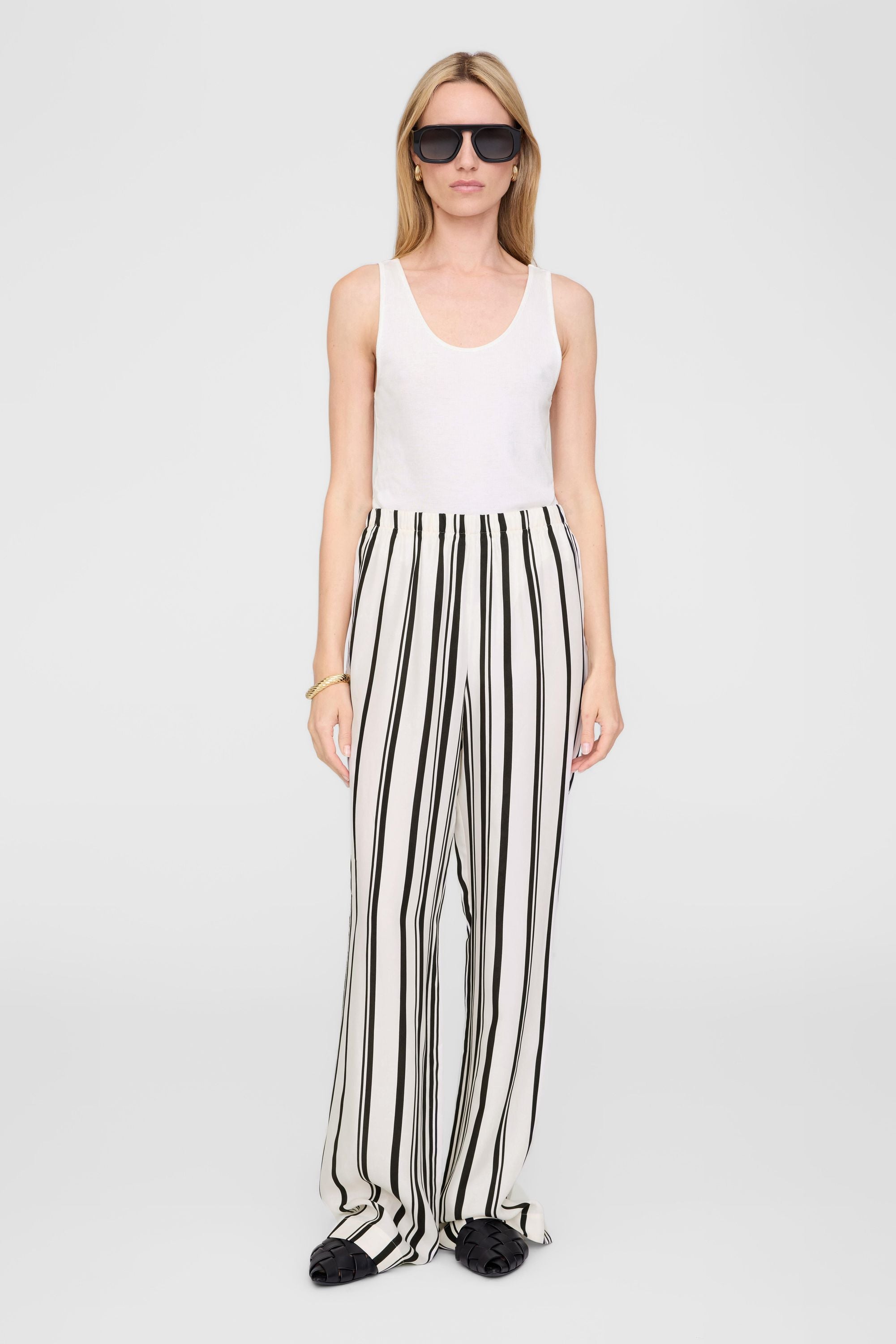 Hose ELAIN gestreift - Print - Schwarz | Weiß