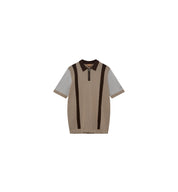 Zip Strickpolo - 172 Aluminium - Braun