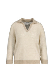 Strickpullover mit Polokragen - 47F Sepia - Beige