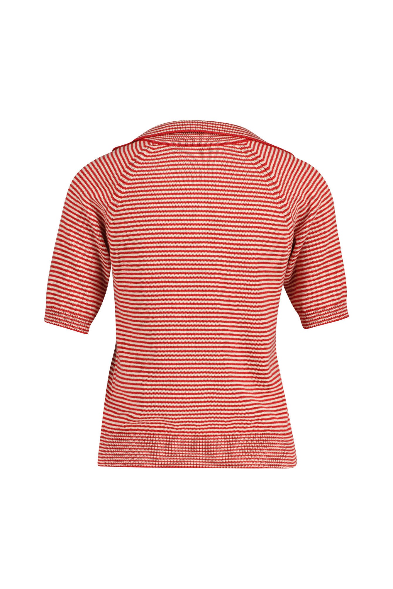 Strick-Poloshirt gestreift - 018 - Rot