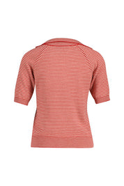 Strick-Poloshirt gestreift - 018 - Rot