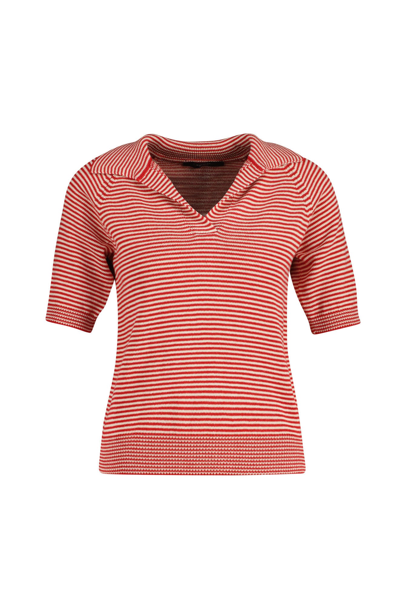 Strick-Poloshirt gestreift - 018 - Rot