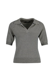 Strick-Poloshirt gestreift - 019 - Blau